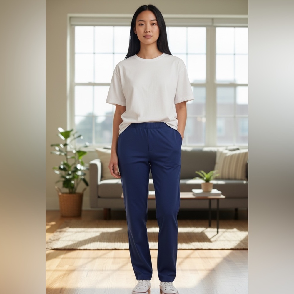 Isaac Mizrahi Royal Navy Blue Straight-Leg Pull-On Pants US 0